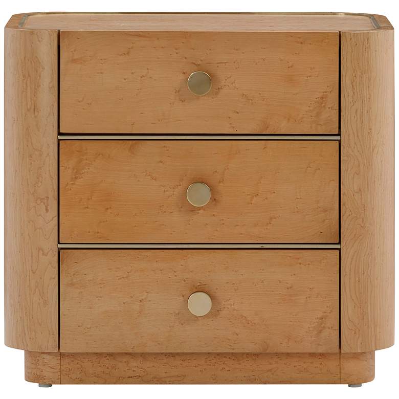 Image 5 TOV Abigail 22" Wide Natural Birdseye Wood 3-Drawer Nightstand more views