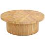 1_TOV Acadia 47 1/4" Wide Natural Rattan Wood Round Coffee Table