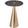 TOV Addyson 16" Wide Brushed Gold and Gray Marble Modern Side Table