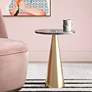 1_TOV Addyson 16" Wide Brushed Gold and Gray Marble Modern Side Table