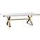 TOV Adeline 96" Wide High Gloss White Lacquer and Gold Dining Table