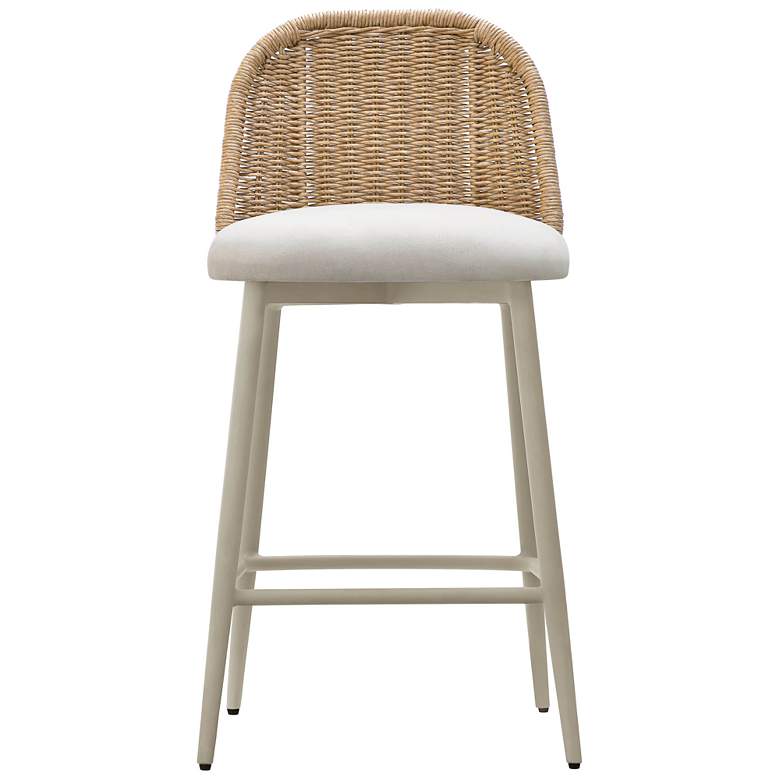 Image 2 TOV Alexa 24" Cream Metal and Wicker Outdoor Counter Stool more views