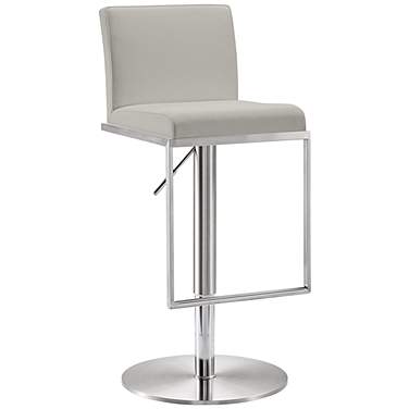 TOV Amalfi 32 1/4" Gray and Steel Adjustable Swivel Barstool