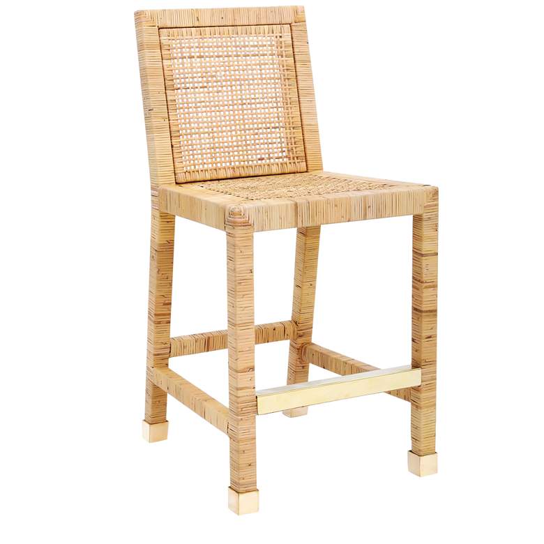 Image 4 TOV Amara 18 1/2" Wide Coastal Natural Rattan Counter Stool more views