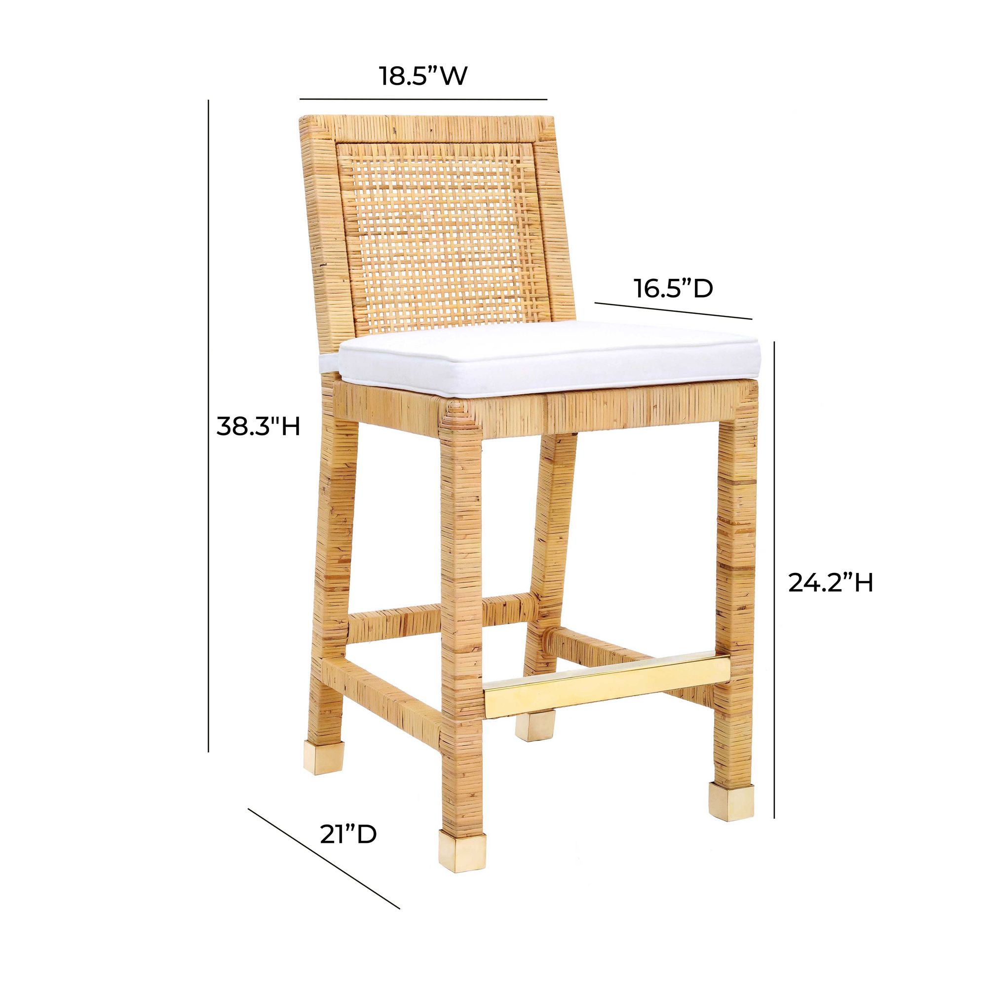 TOV Amara 18 1/2" Wide Coastal Natural Rattan Counter Stool