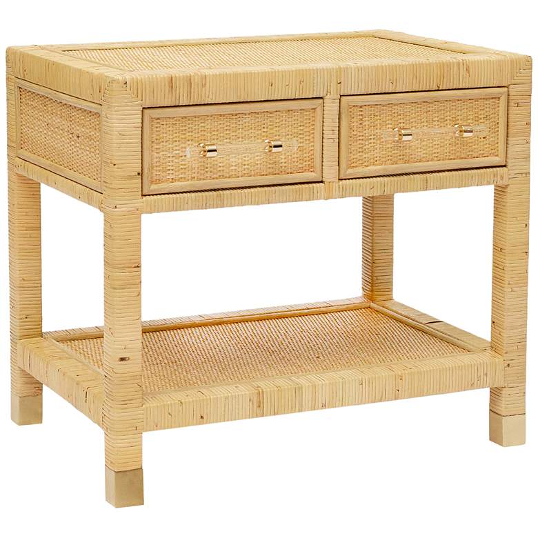 Image 3 TOV Amara 25 1/4" Wide Natural Rattan 2-Drawer Nightstand
