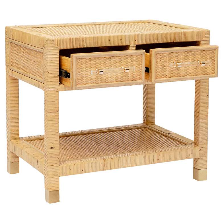 Image 7 TOV Amara 25 1/4" Wide Natural Rattan 2-Drawer Nightstand more views