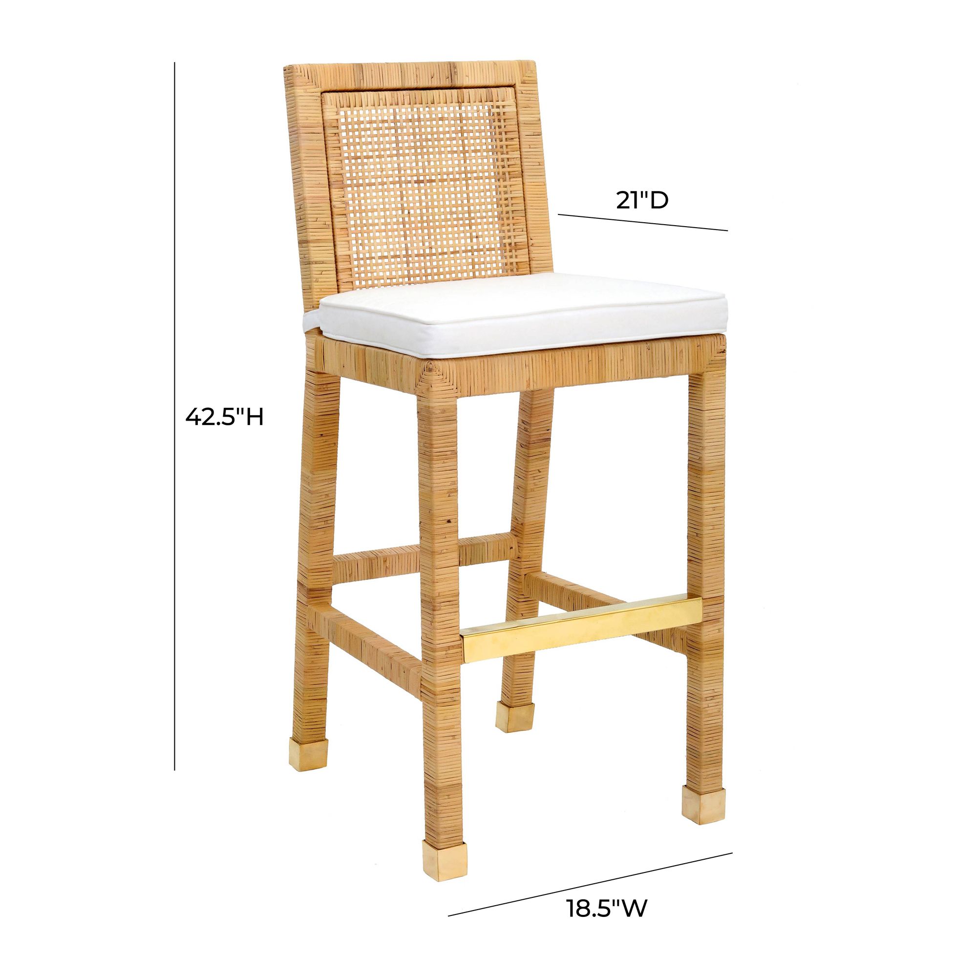TOV Amara 28" Coastal Modern Natural Rattan Bar Stool