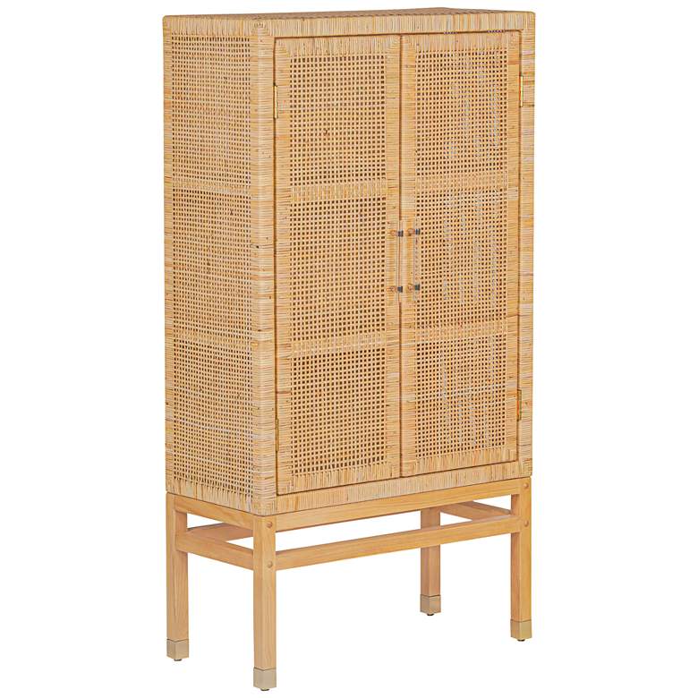 Image 1 TOV Amara 31 3/4" Wide Natural Woven Rattan 2-Door Wall Cabinet