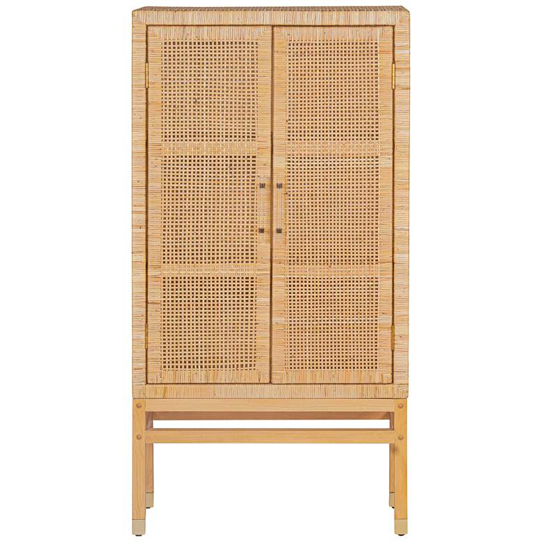 Image 3 TOV Amara 31 3/4" Wide Natural Woven Rattan 2-Door Wall Cabinet more views