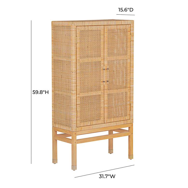 Image 6 TOV Amara 31 3/4" Wide Natural Woven Rattan 2-Door Wall Cabinet more views