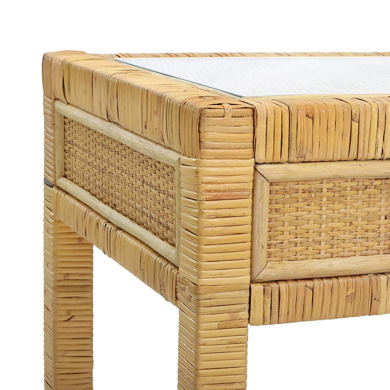 Image 4 TOV Amara 47 1/4" Coastal Natural Rattan Rectangular 2-Drawer Desk more views