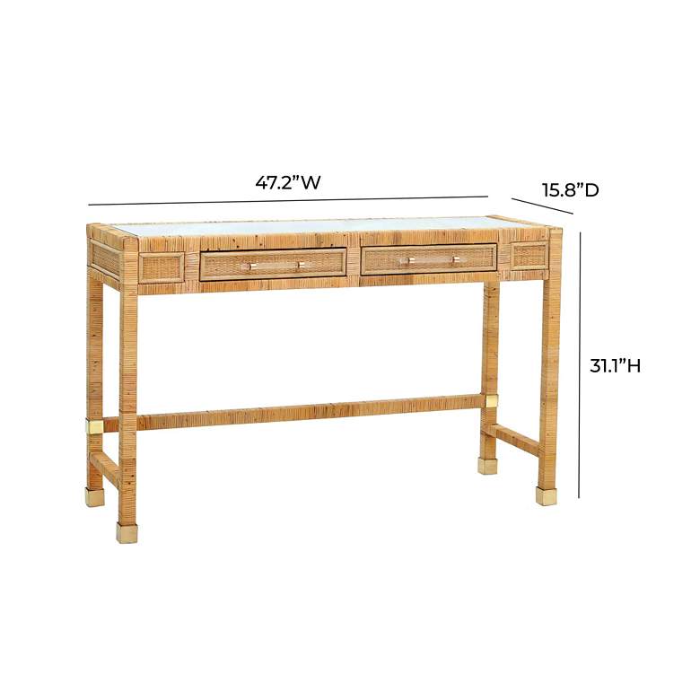 Image 7 TOV Amara 47 1/4" Coastal Natural Rattan Rectangular 2-Drawer Desk more views