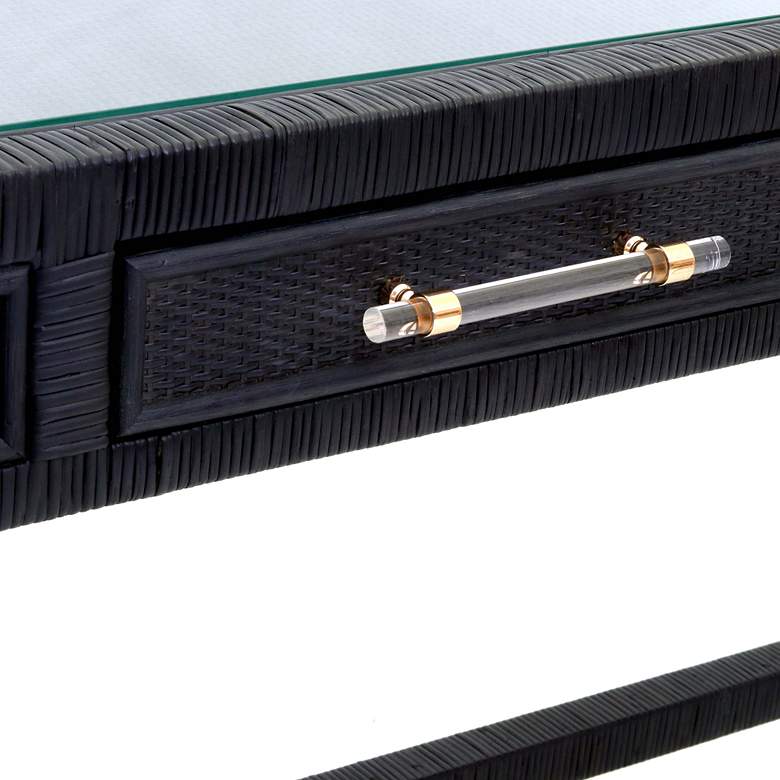 Image 3 TOV Amara 47 1/4" Wide Charcoal Rattan Rectangular 2-Drawer Desk more views