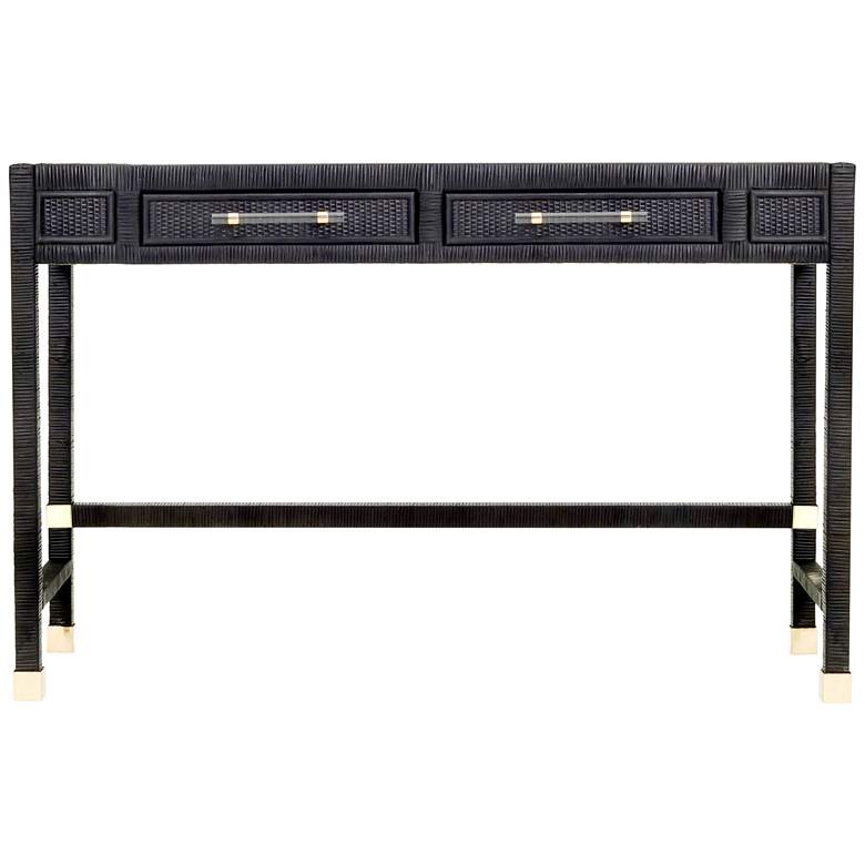 Image 5 TOV Amara 47 1/4" Wide Charcoal Rattan Rectangular 2-Drawer Desk more views