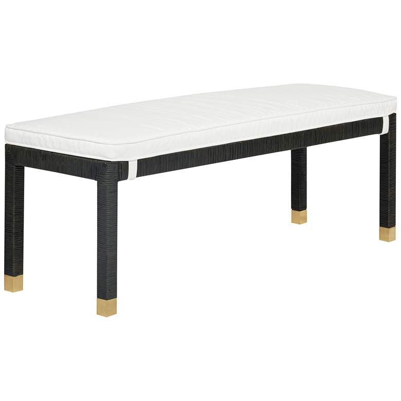 Image 2 TOV Amara 49 3/4" Wide Charcoal Black Woven Rattan Rectangular Bench