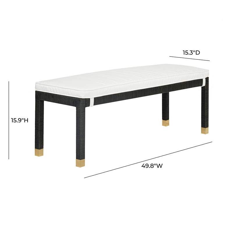 Image 5 TOV Amara 49 3/4" Wide Charcoal Black Woven Rattan Rectangular Bench more views