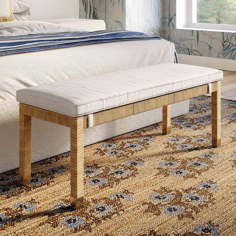 Image 1 TOV Amara 49 3/4" Wide Natural Woven Rattan Rectangular Bench