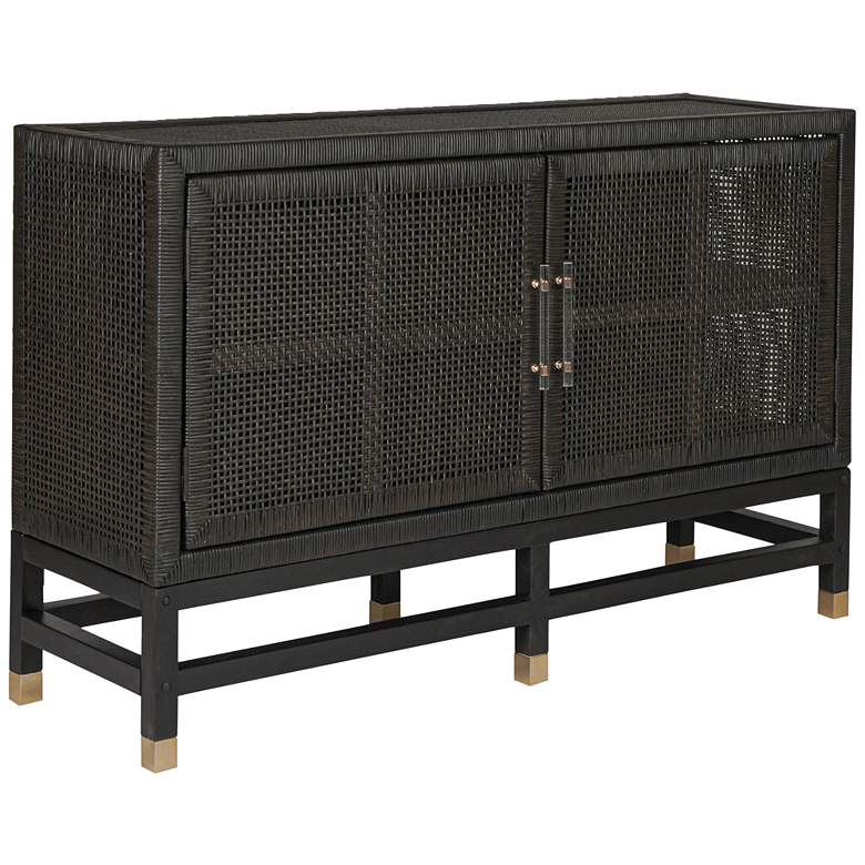 Image 2 TOV Amara 53 3/4" Wide Charcoal Black Woven Rattan 2-Door Buffet