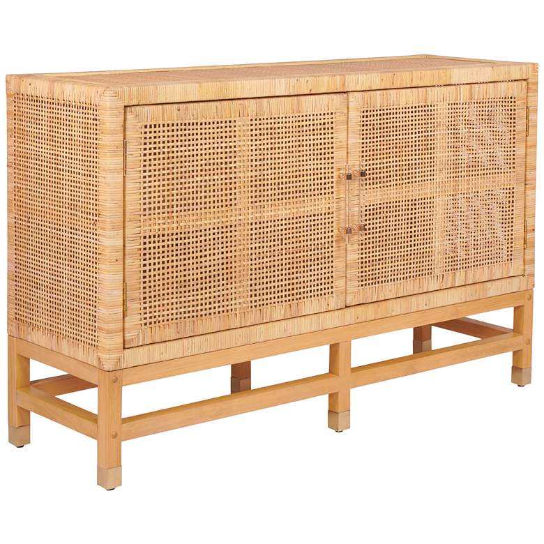 Image 2 TOV Amara 53 3/4" Wide Natural Woven Rattan 2-Door Buffet