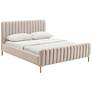 Thumbnail2 of TOV Angela Blush Velvet Channel-Tufted Modern Full Size Bed