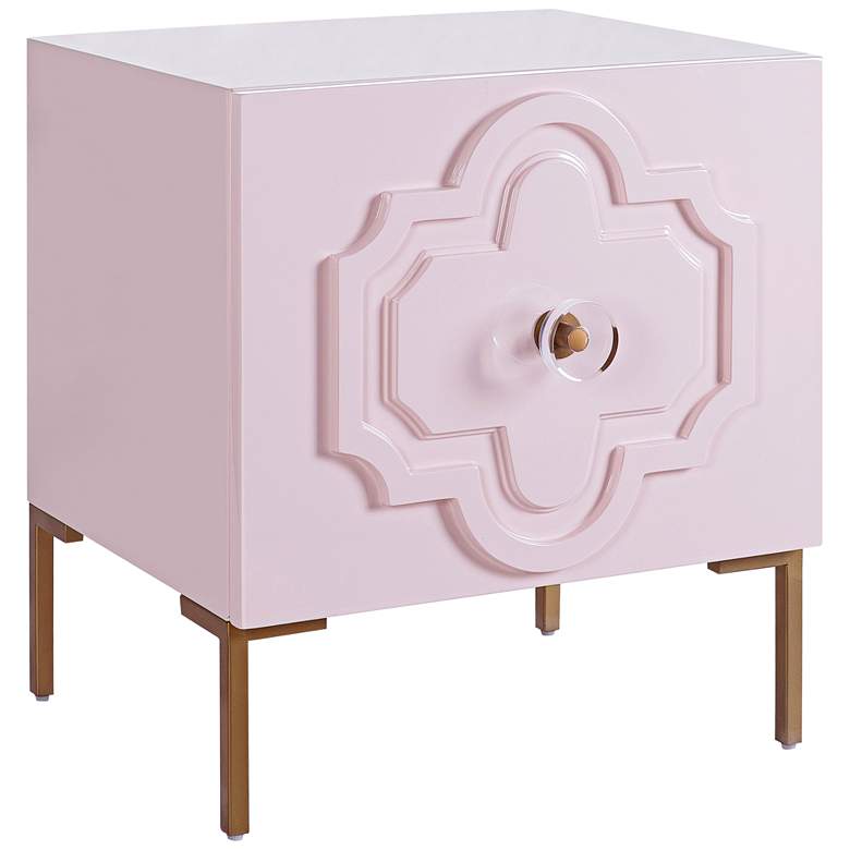Image 2 TOV Anna 22" Wide Pink Lacquer 1-Door Side Table