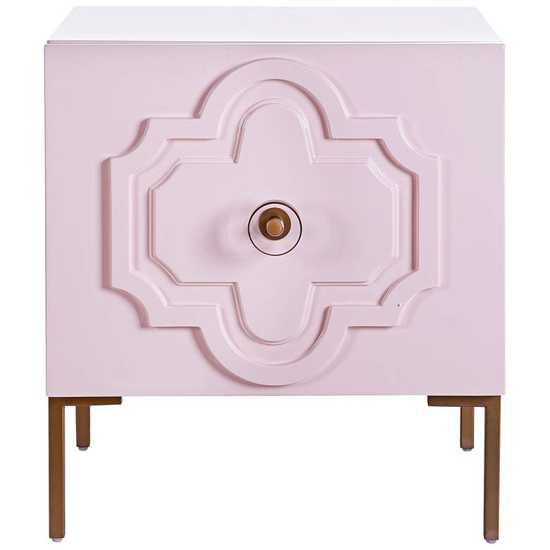 Image 3 TOV Anna 22" Wide Pink Lacquer 1-Door Side Table more views