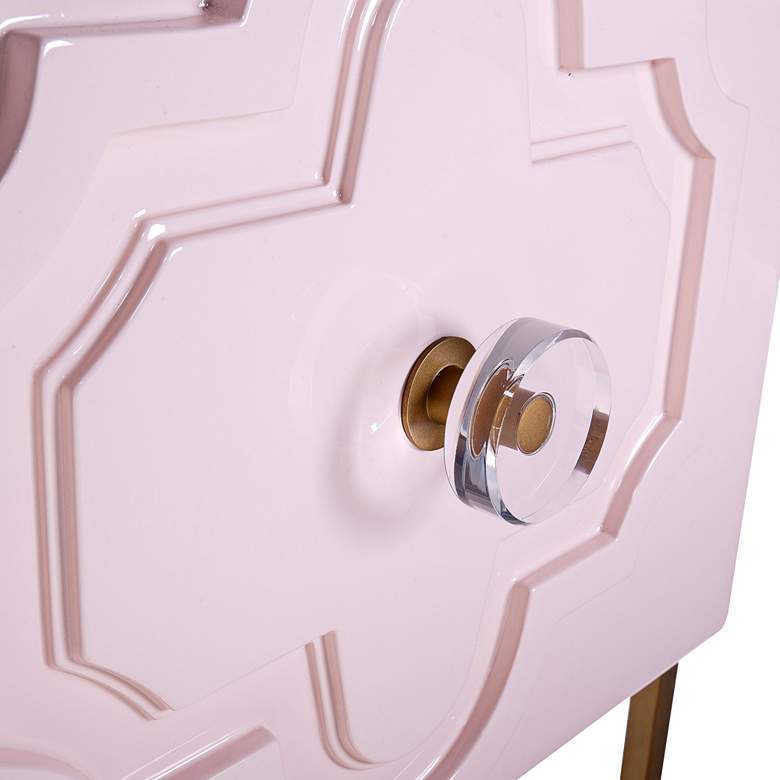 Image 4 TOV Anna 22" Wide Pink Lacquer 1-Door Side Table more views