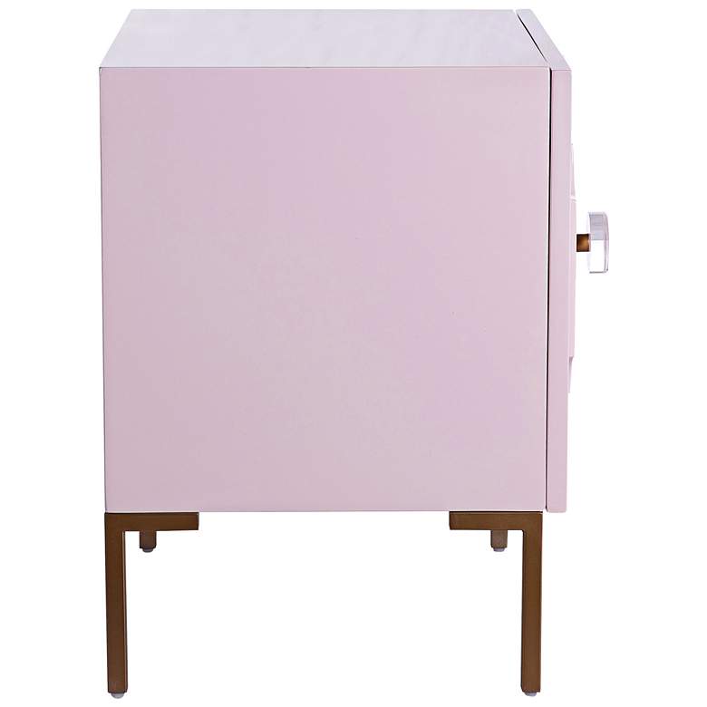 Image 5 TOV Anna 22" Wide Pink Lacquer 1-Door Side Table more views