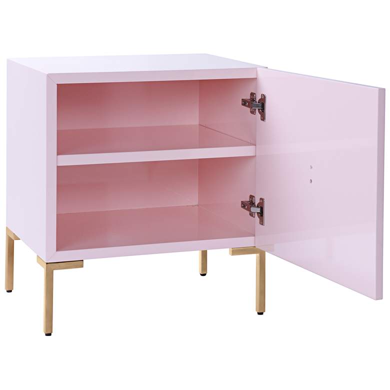 Image 6 TOV Anna 22" Wide Pink Lacquer 1-Door Side Table more views