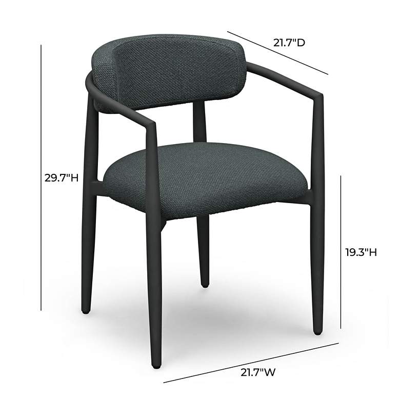 Image 6 TOV Annika 21 3/4" Wide Black Weave Textured Outdoor Dining Arm Chair more views