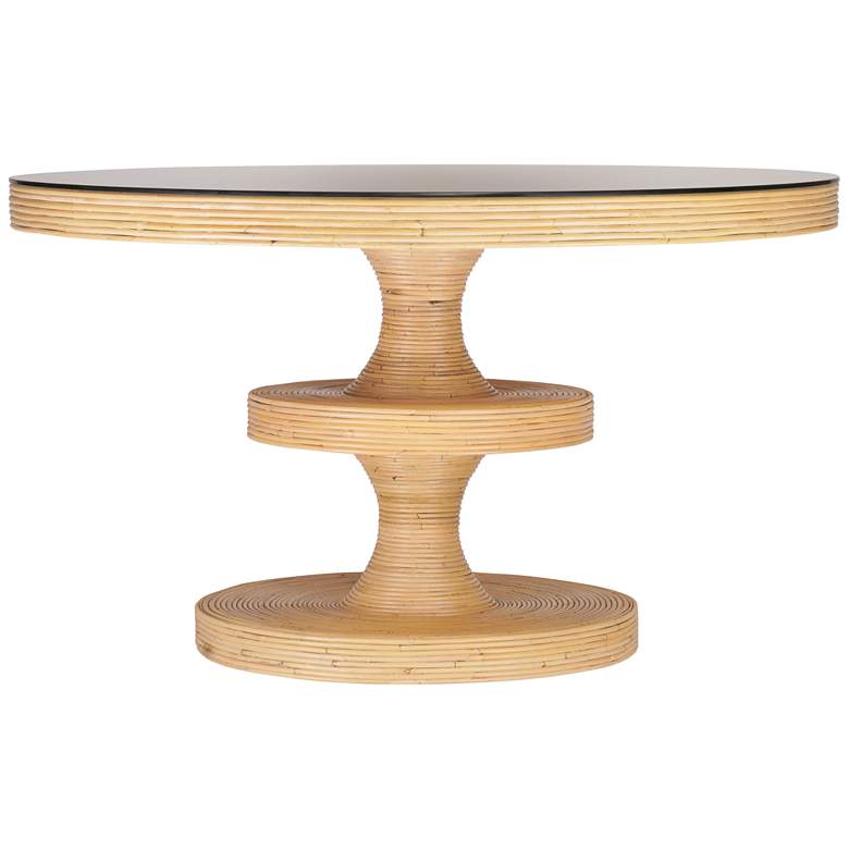 Image 2 TOV Apollonia 51 1/4" Modern Coastal Natural Rattan Round Dining Table
