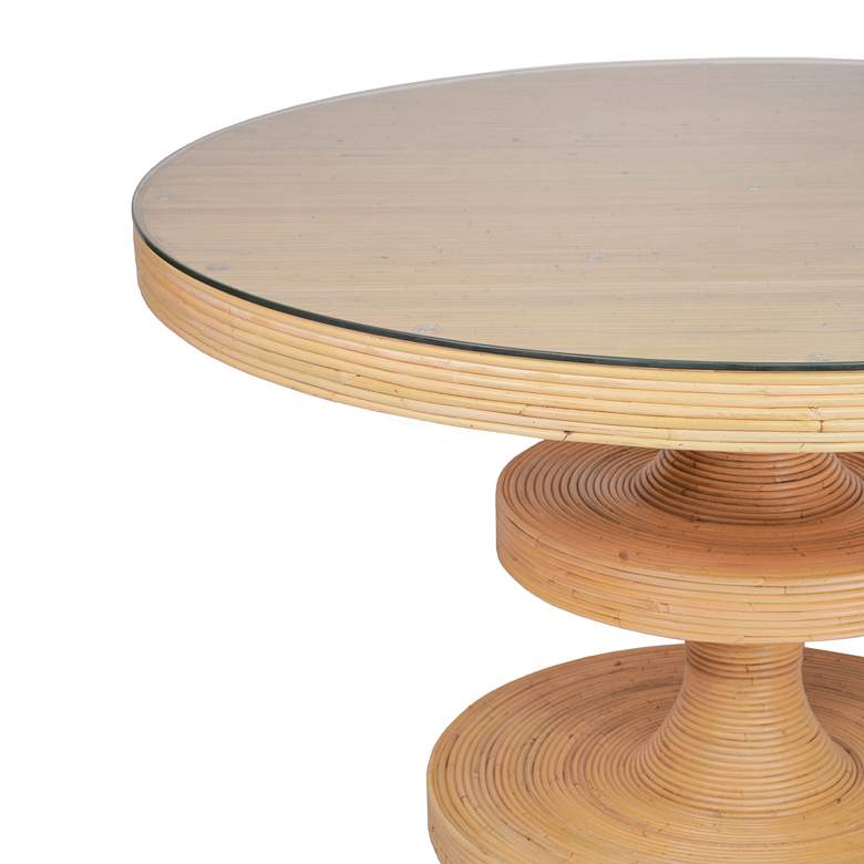 Image 3 TOV Apollonia 51 1/4" Modern Coastal Natural Rattan Round Dining Table more views