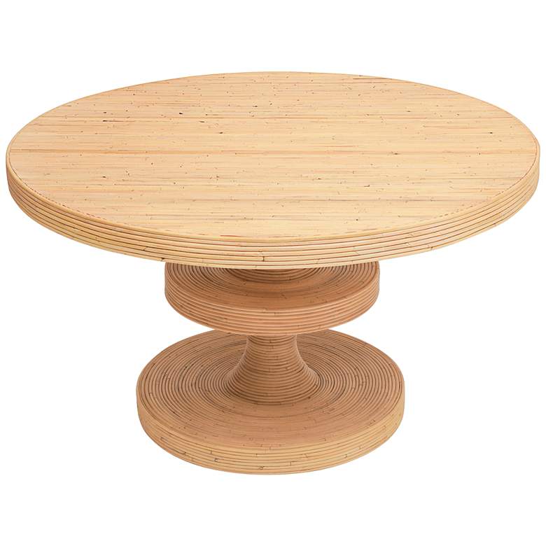 Image 6 TOV Apollonia 51 1/4" Modern Coastal Natural Rattan Round Dining Table more views