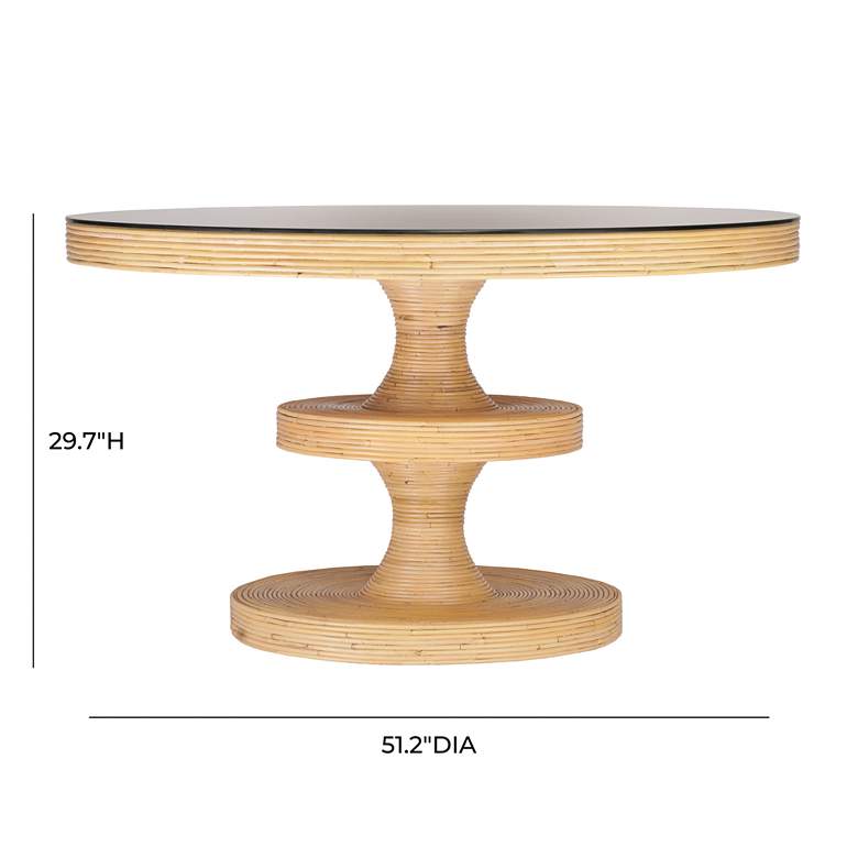 Image 7 TOV Apollonia 51 1/4" Modern Coastal Natural Rattan Round Dining Table more views