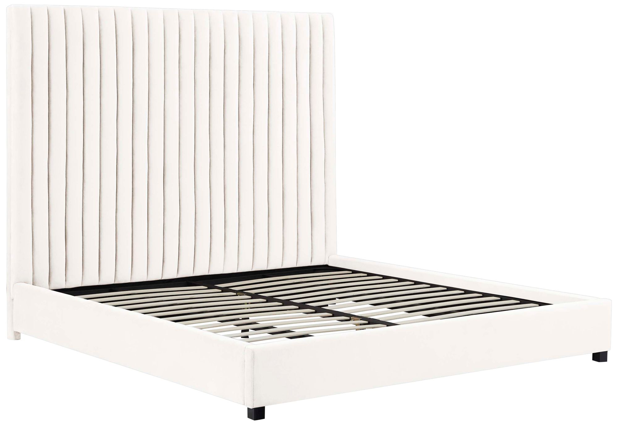 TOV Arabelle 81" Wide Modern White Velvet Tufted Headboard King Bed