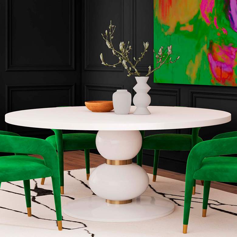 Image 1 TOV Arianna 71 3/4" Wide Round Gold and White Modern Dinette Table