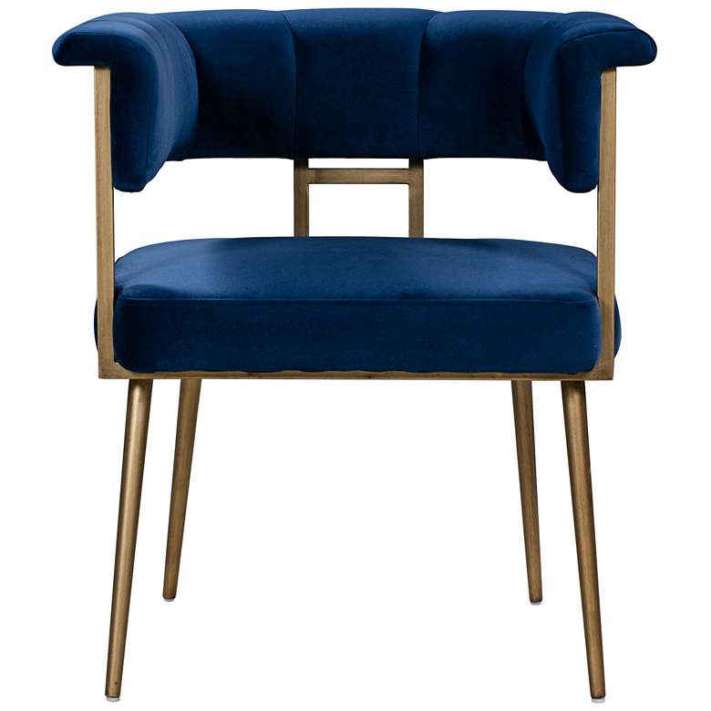 Image 2 TOV Astrid 26" Wide Navy Blue Velvet Dining Chair with Rolled Arms more views
