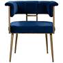 2_TOV Astrid 26" Wide Navy Blue Velvet Dining Chair with Rolled Arms more views