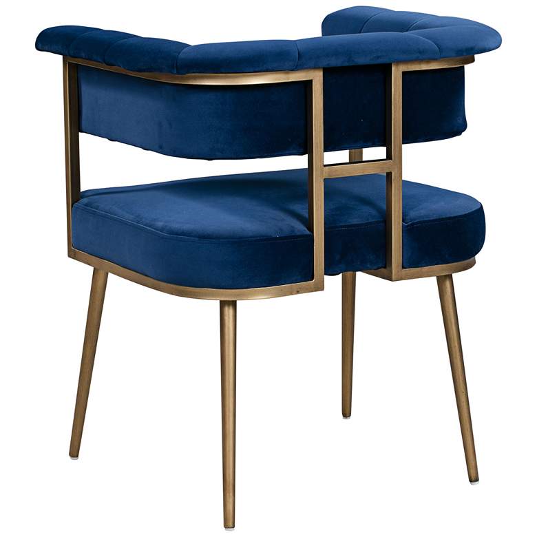 Image 3 TOV Astrid 26" Wide Navy Blue Velvet Dining Chair with Rolled Arms more views