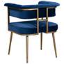 3_TOV Astrid 26" Wide Navy Blue Velvet Dining Chair with Rolled Arms more views
