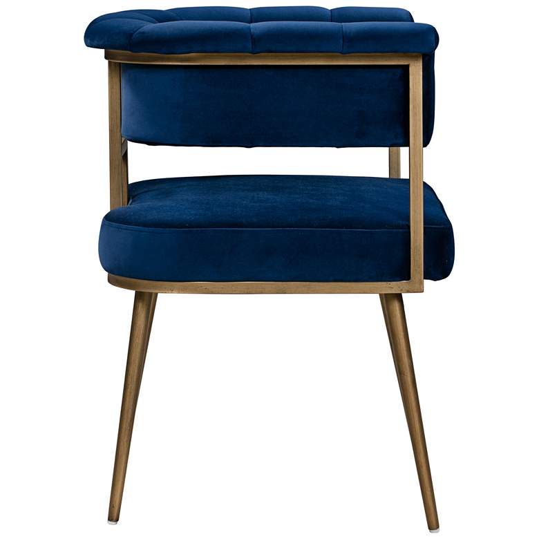 Image 4 TOV Astrid 26" Wide Navy Blue Velvet Dining Chair with Rolled Arms more views