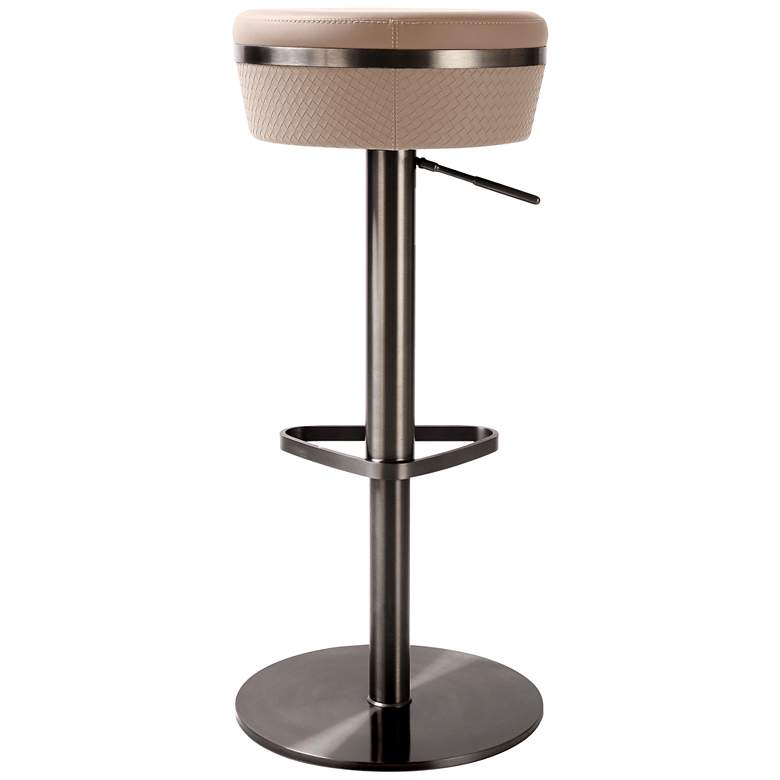Image 4 TOV Astro Adjustable Height Cafe au Lait Vegan Leather Swivel Bar Stool more views