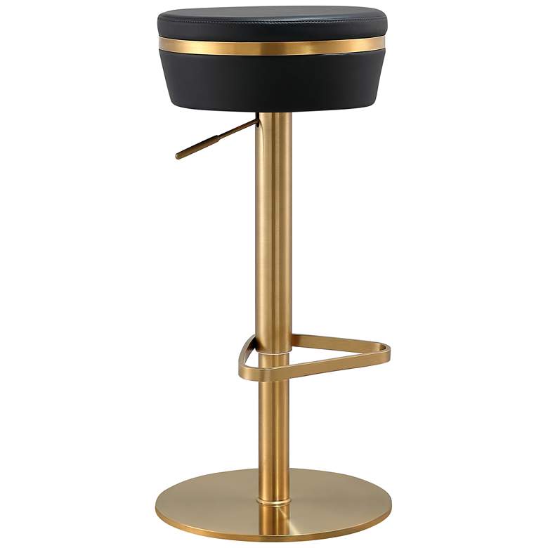 Image 2 TOV Astro Adjustable Height Modern Black Vegan Leather Swivel Bar Stool