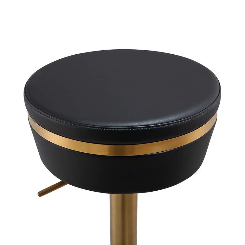 Image 3 TOV Astro Adjustable Height Modern Black Vegan Leather Swivel Bar Stool more views