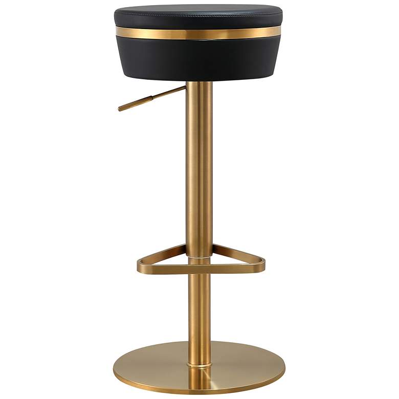Image 6 TOV Astro Adjustable Height Modern Black Vegan Leather Swivel Bar Stool more views