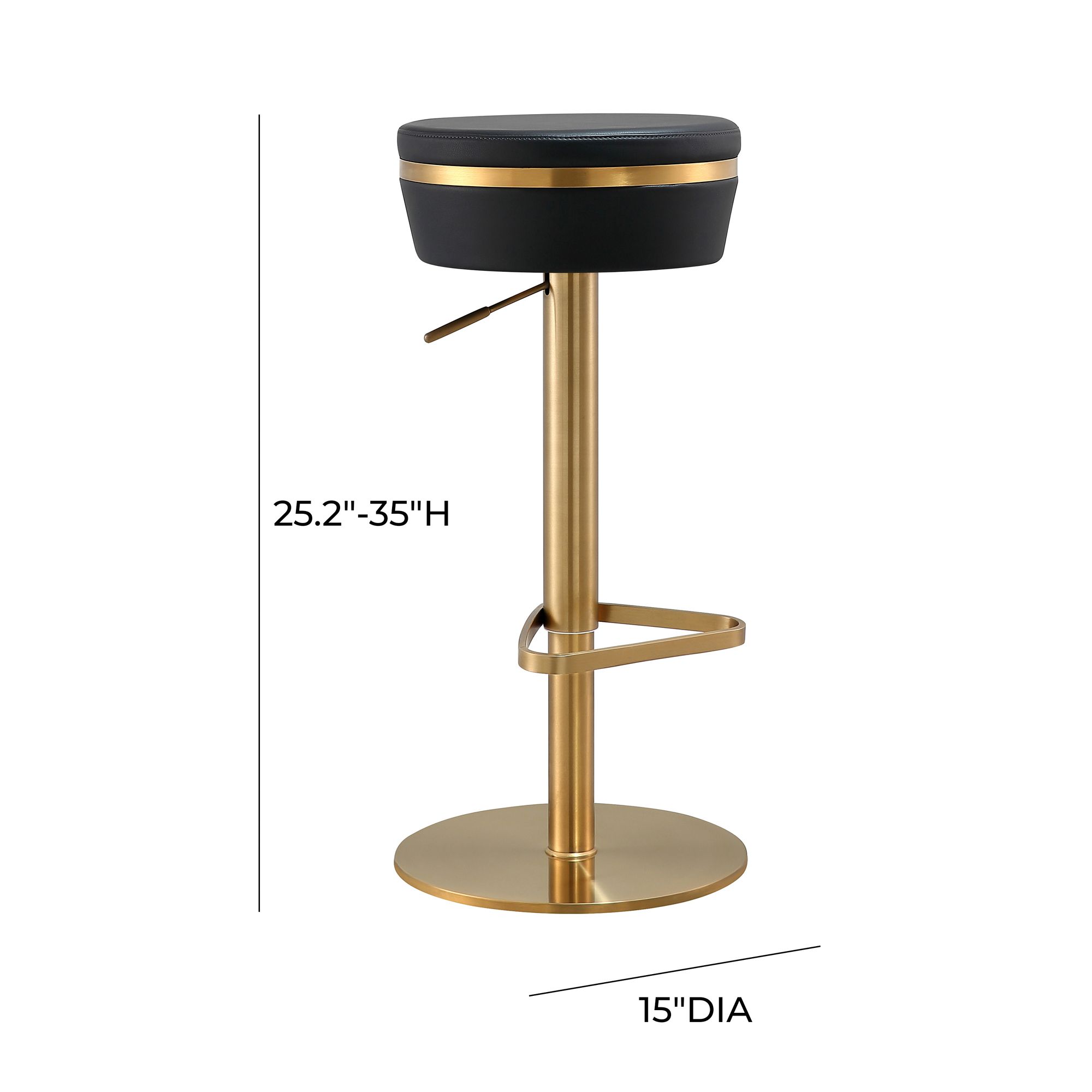TOV Astro Adjustable Height Modern Black Vegan Leather Swivel Bar Stool in scene
