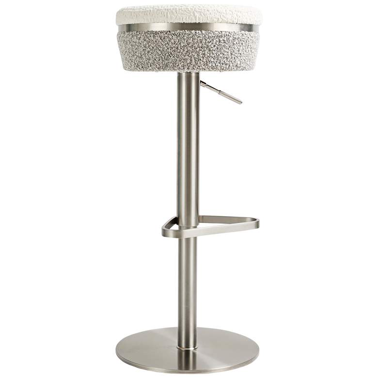 Image 1 TOV Astro Adjustable Height Modern White and Gray Boucle Swivel Stool