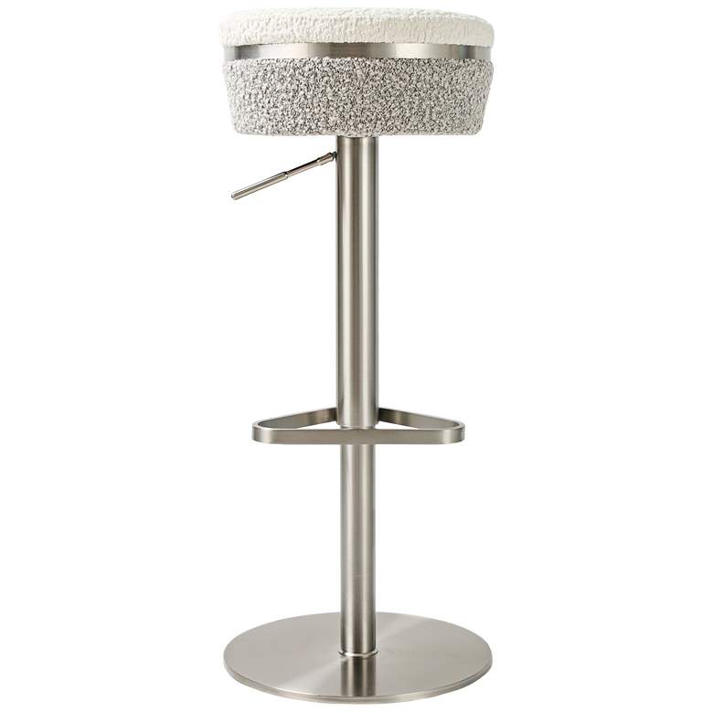 Image 3 TOV Astro Adjustable Height Modern White and Gray Boucle Swivel Stool more views