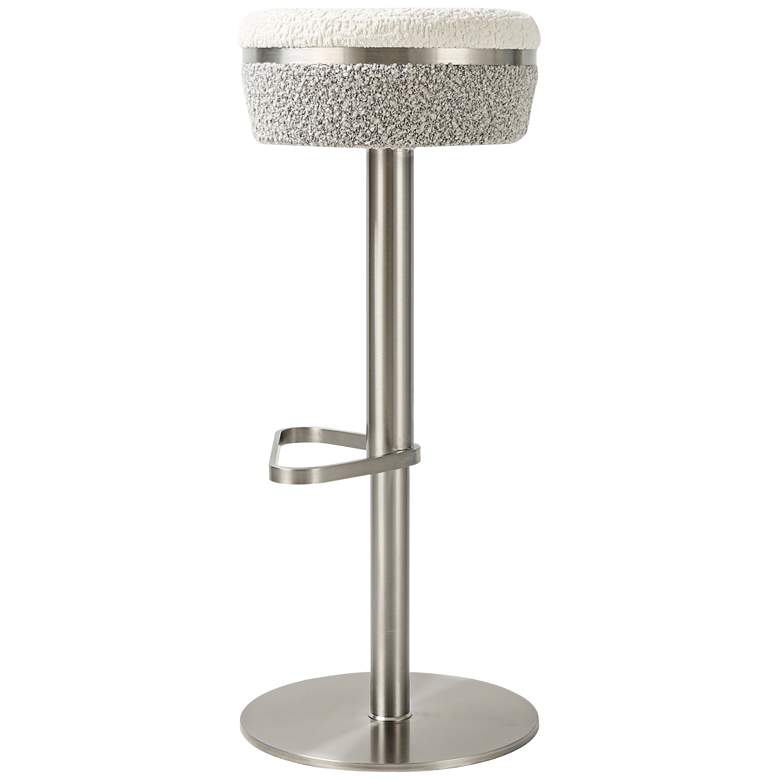 Image 4 TOV Astro Adjustable Height Modern White and Gray Boucle Swivel Stool more views